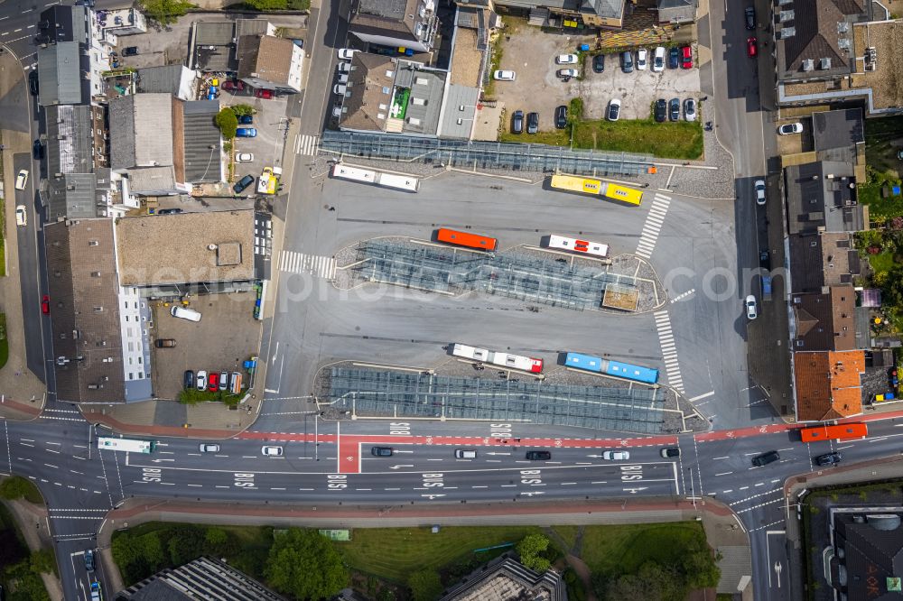 Velbert from above - Central Bus Station for Public Transportation in Velbert in the state North Rhine-Westphalia, Germany