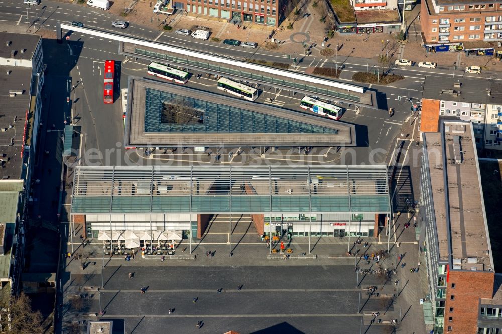 Bottrop from above - Central Bus Station from traffic composite of transport Rhine-Ruhr at Berliner Platz in Bottrop in North Rhine-Westphalia