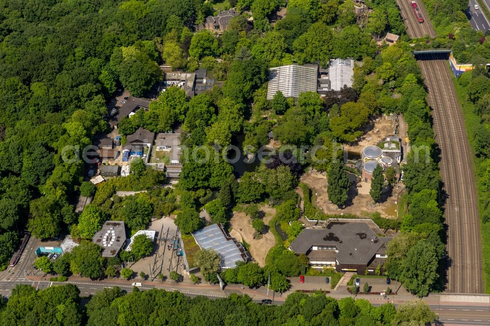 Aerial image Duisburg - View of the Duisburg Zoo in the state North Rhine-Westphalia