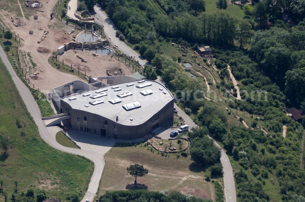 Erfurt from the bird's eye view: Zoo grounds at the Elephant House in the Thueringer Zoopark, Erfurt in Erfurt in the state of Thuringia, Germany