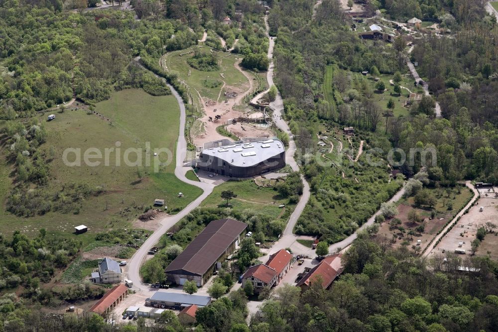 Erfurt from above - Zoo grounds at the Elephant House in the Thueringer Zoopark, Erfurt in Erfurt in the state of Thuringia, Germany