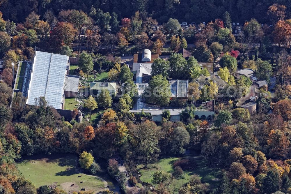 München from above - Hellabrunn zoo grounds in Munich in the state Bavaria