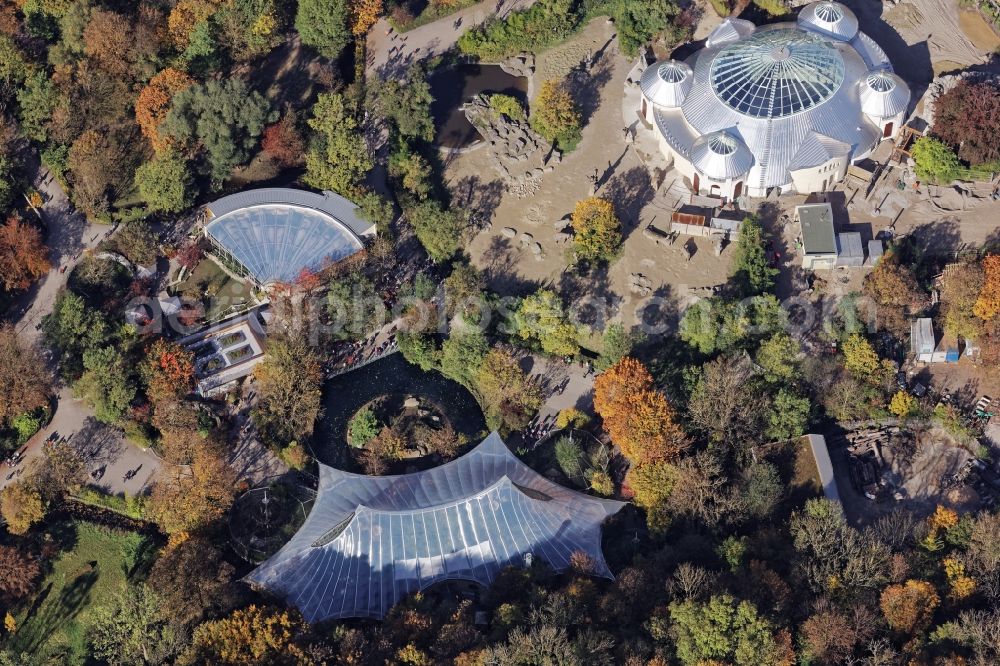 München from above - Hellabrunn zoo grounds in Munich in the state Bavaria