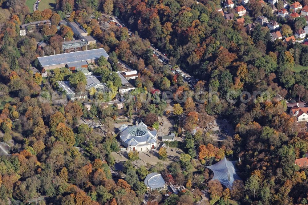 München from above - Hellabrunn zoo grounds in Munich in the state Bavaria