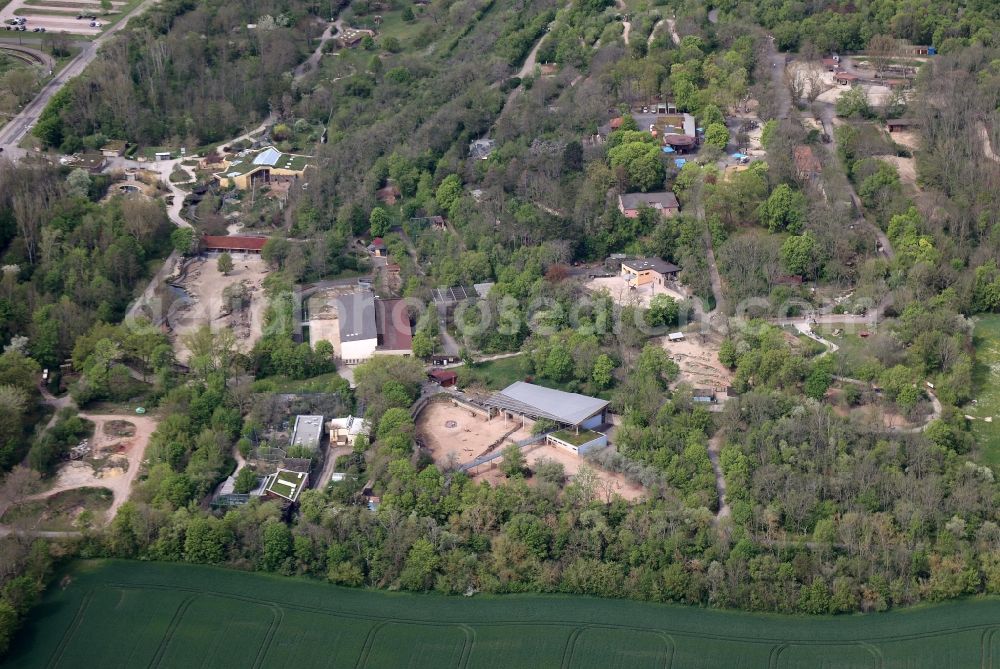 Erfurt from above - Zoo grounds Thueringer Zoopark Erfurt in the district Hohenwinden in Erfurt in the state Thuringia, Germany