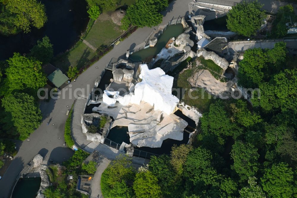 Aerial photograph Karlsruhe - Zoo grounds Zoologischer Stadtgarten in Karlsruhe in the state Baden-Wurttemberg, Germany