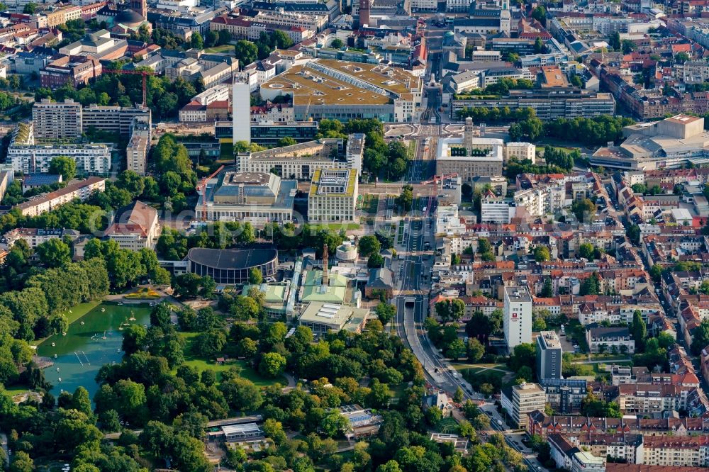 Aerial image Karlsruhe - Zoo grounds Zoologischer Stadtgarten in Karlsruhe in the state Baden-Wurttemberg, Germany