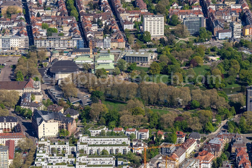 Aerial photograph Karlsruhe - Zoo grounds Zoologischer Stadtgarten in Karlsruhe in the state Baden-Wurttemberg, Germany