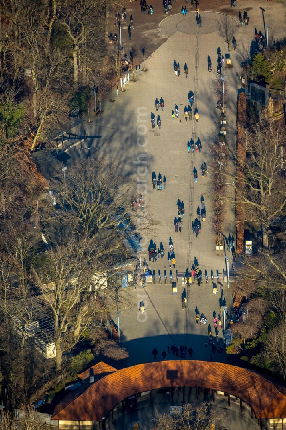 Gelsenkirchen from above - Zoo grounds of ZOOM Erlebniswelt on Bleckstrasse in the district Bismarck in Gelsenkirchen in the state North Rhine-Westphalia, Germany