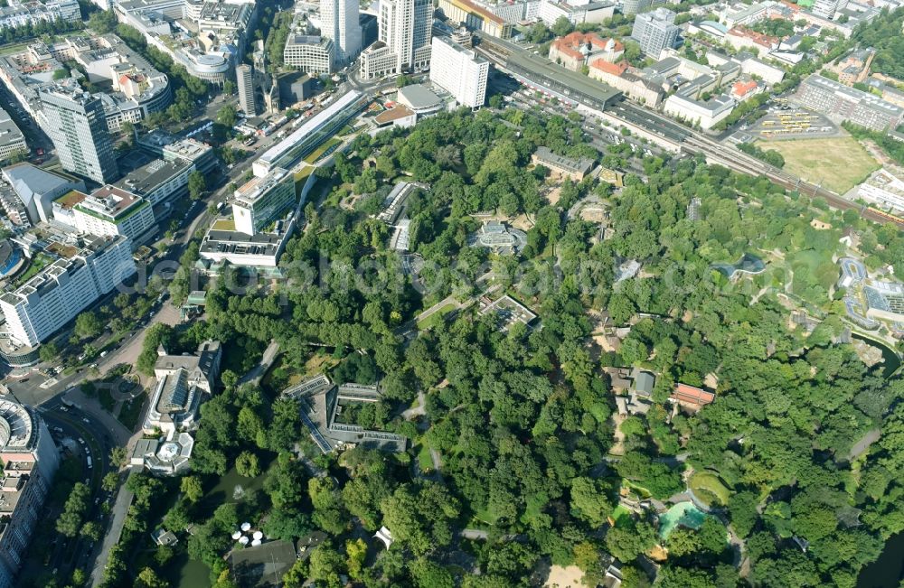 Aerial photograph Berlin - Zoo grounds of Zoologischer Garten Berlin in the district Mitte in Berlin, Germany