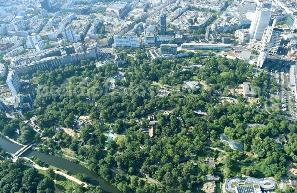 Aerial image Berlin - Zoo grounds of Zoologischer Garten Berlin in the district Mitte in Berlin, Germany