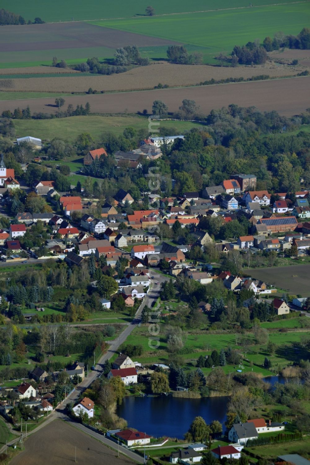 Zöschen from the bird's eye view: Village center of Zoeschen in Saxony-Anhalt