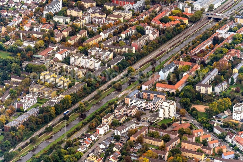 Aerial photograph Freiburg im Breisgau - Motorway junction in Freiburg im Breisgau in the state Baden-Wuerttemberg, Germany