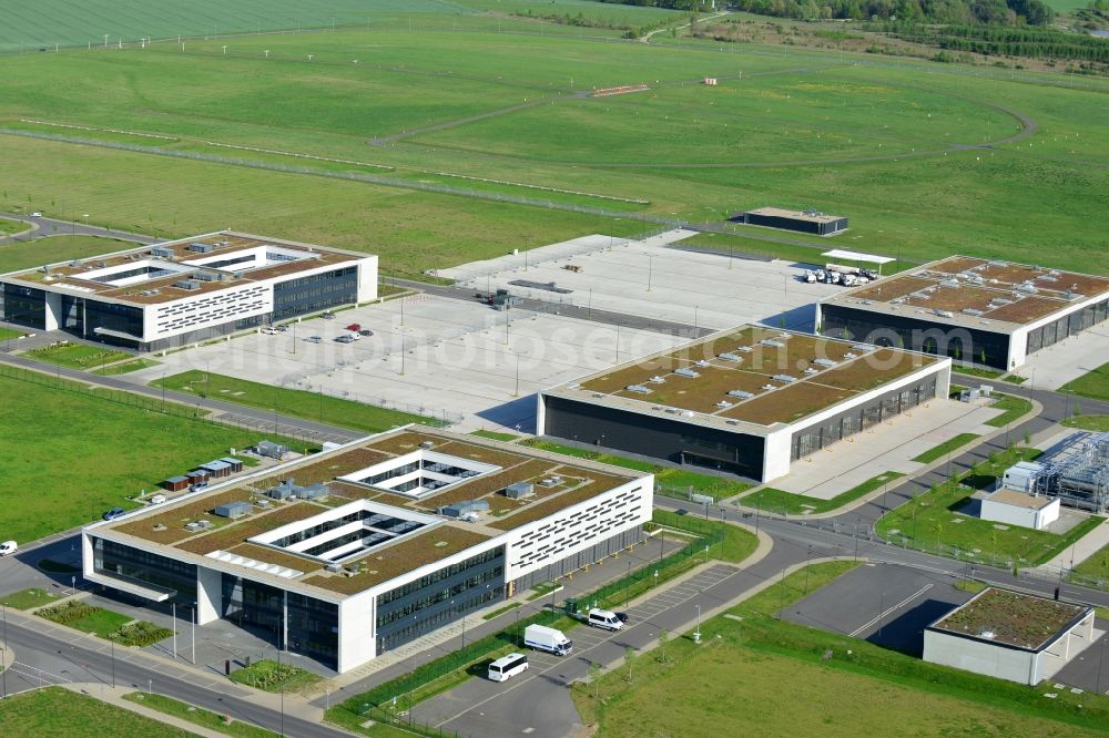 Aerial image Schönefeld - Mostly untapped technical installations in buildings of making sure the infrastructure area of the airport BER in Schoenefeld in Brandenburg