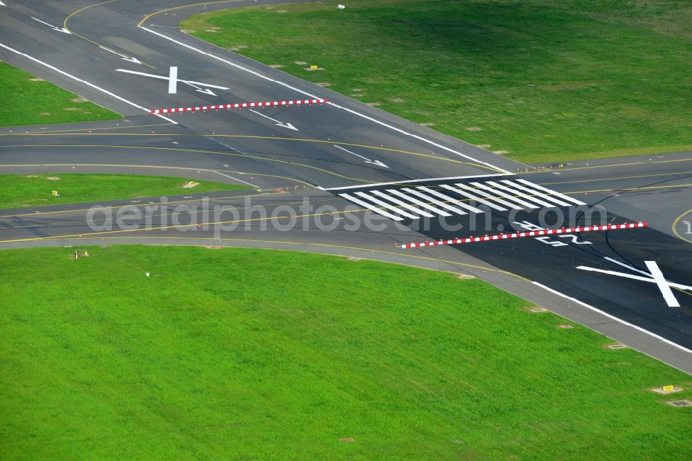 Aerial image Schönefeld - For refurbishment locked Nordbahn - runway on the grounds of the airport in Schoenefeld in Brandenburg