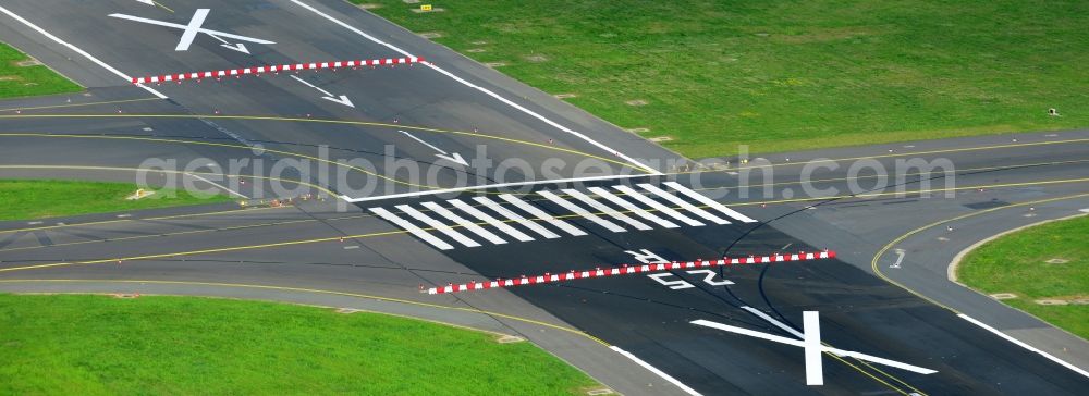 Aerial photograph Schönefeld - For refurbishment locked Nordbahn - runway on the grounds of the airport in Schoenefeld in Brandenburg