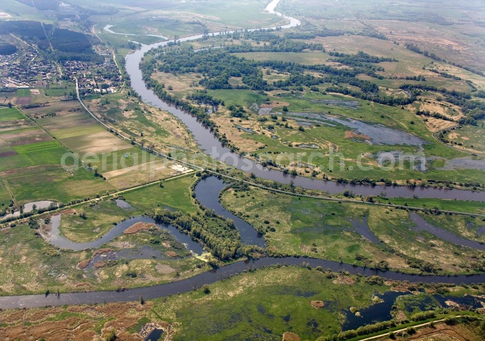 Santok / Zantoch from above - Confluence of the rivers Notec and Warta near by Zantoch in the Lubusz Voivodship