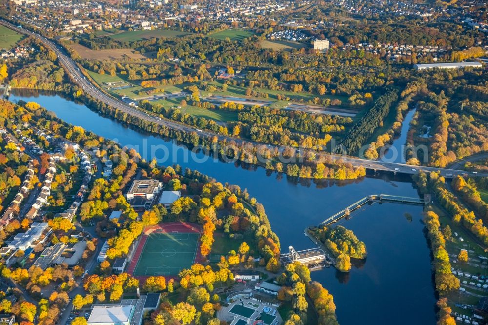 Herdecke from the bird's eye view: The confluence of the Ruhr and Volme at Herdecke in North Rhine-Westphalia