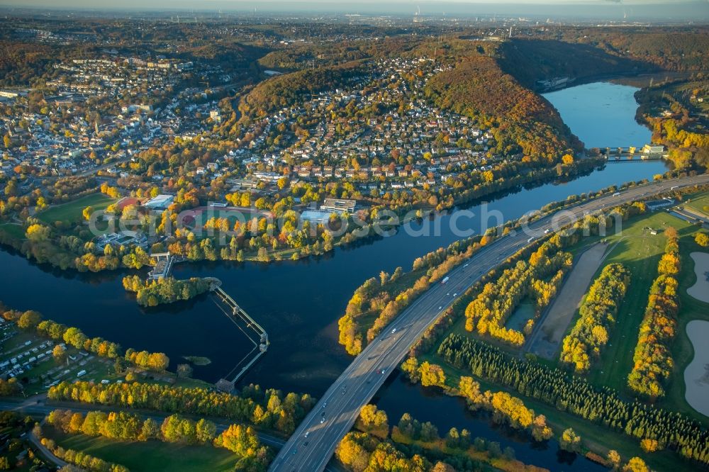 Aerial image Herdecke - The confluence of the Ruhr and Volme at Herdecke in North Rhine-Westphalia