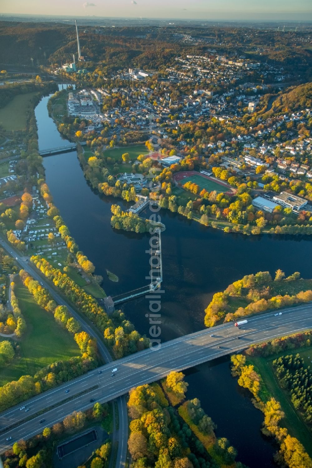 Aerial photograph Herdecke - The confluence of the Ruhr and Volme at Herdecke in North Rhine-Westphalia