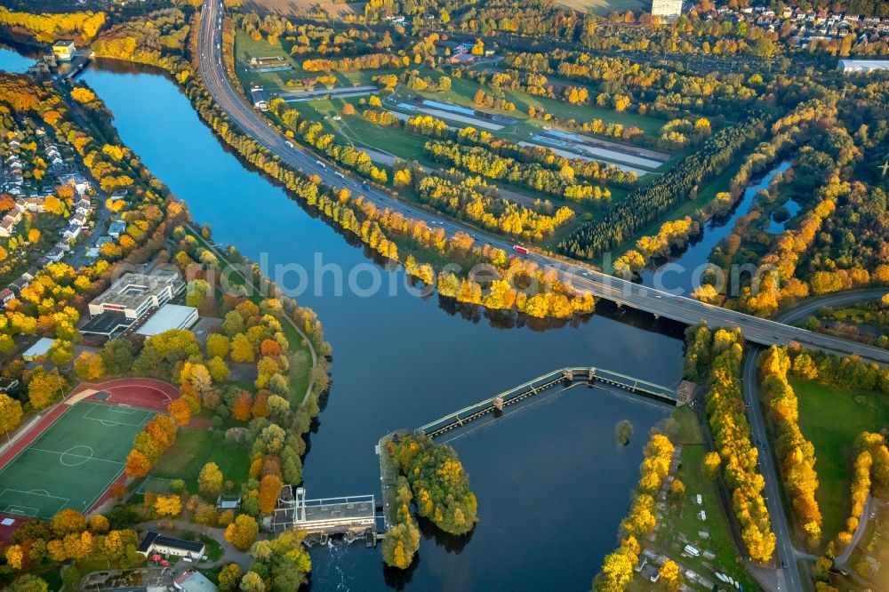 Herdecke from above - The confluence of the Ruhr and Volme at Herdecke in North Rhine-Westphalia