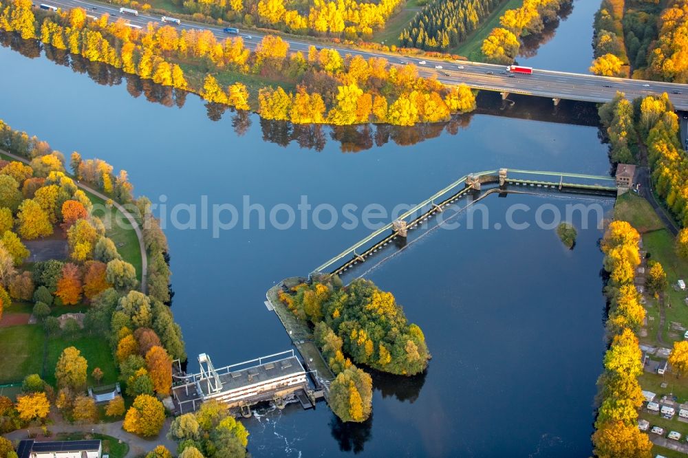 Herdecke from the bird's eye view: The confluence of the Ruhr and Volme at Herdecke in North Rhine-Westphalia