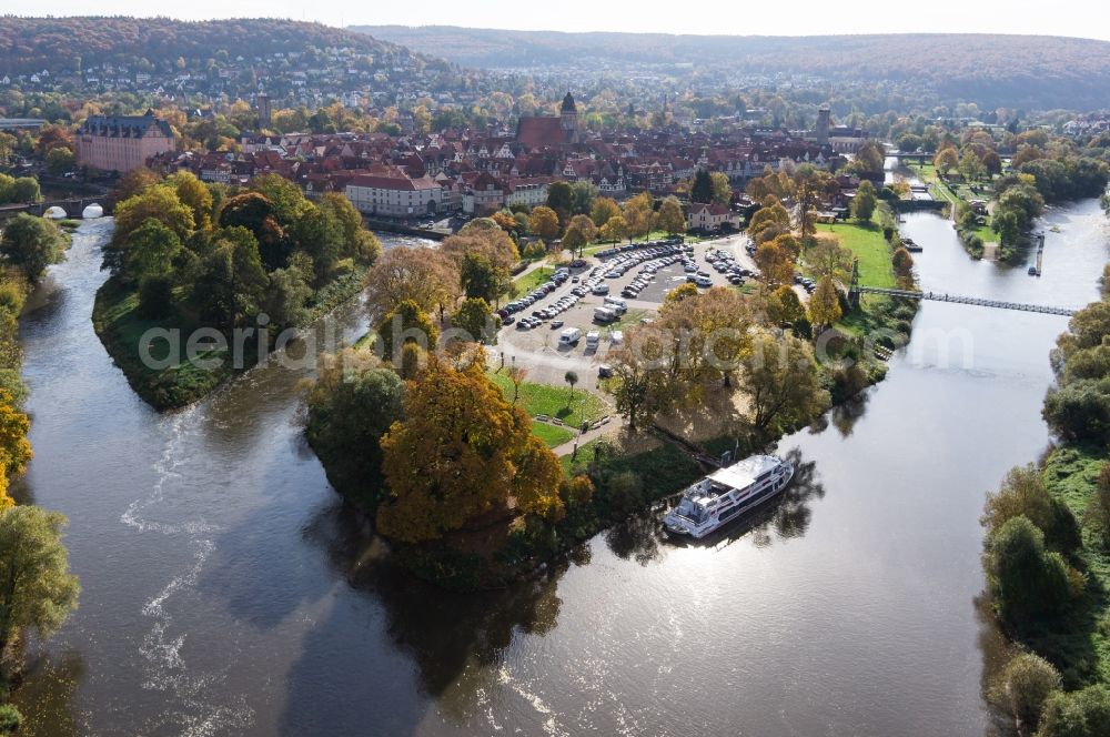 Aerial photograph Hann. Münden - Confluence of the Werra and Fulda on Weserstein in Hann. Munden in Lower Saxony