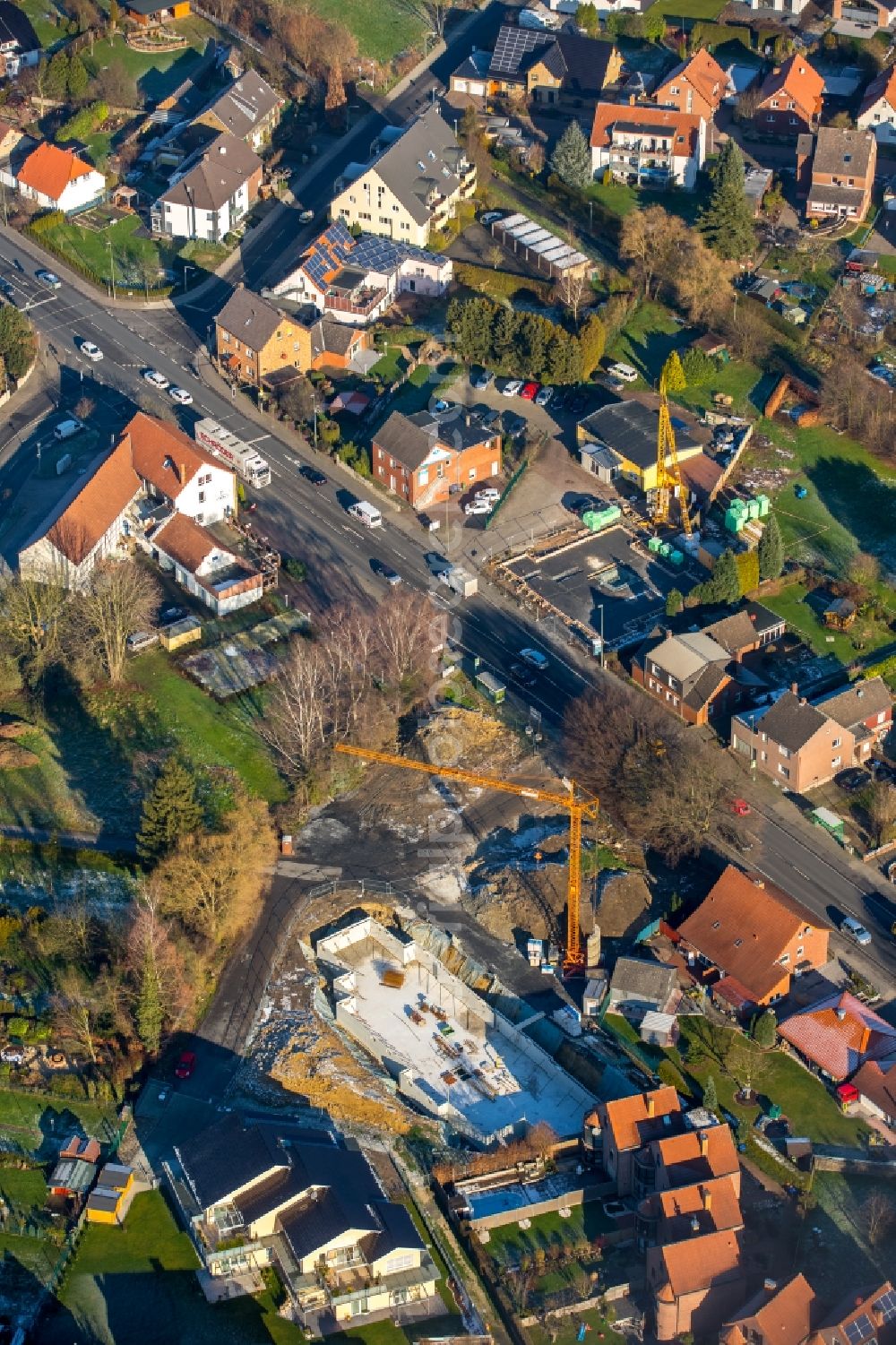 Hamm from above - Two construction sites in Werlerstrasse in Hamm in the state North Rhine-Westphalia