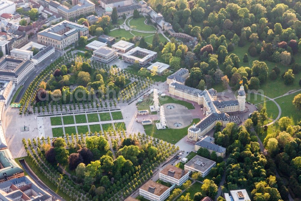 Karlsruhe from above - Building complex in the park of the castle of Karlruhe in Karlsruhe in the state Baden-Wuerttemberg, Germany