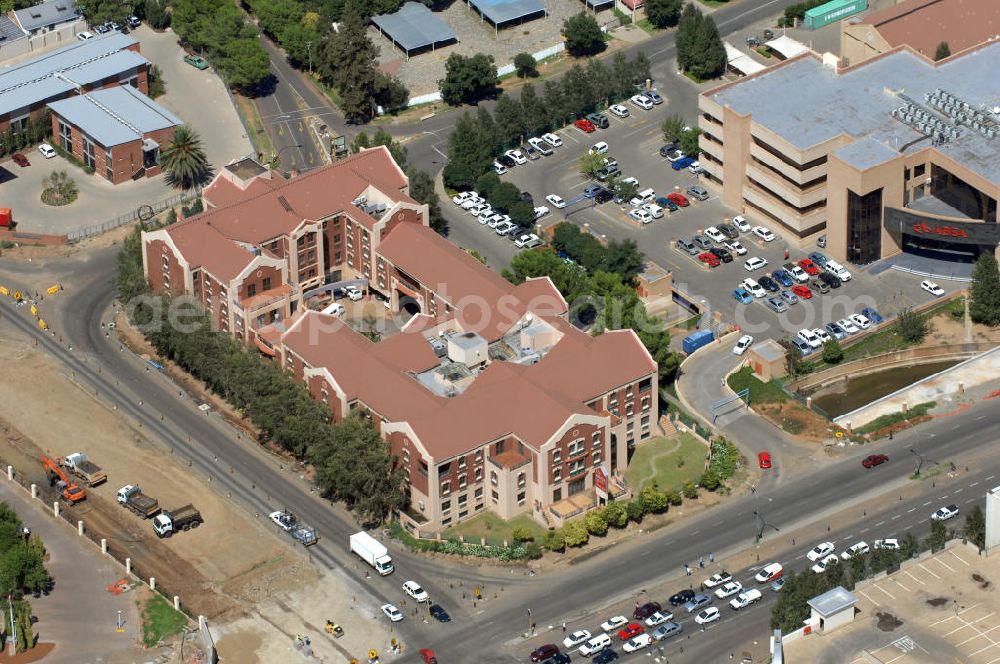 Aerial image BLOEMFONTEIN - Branch of the Absa Bank at Donald Murray Avenue in Bloemfontein, South Africa. The Absa Bank is the largest commercial bank in South Africa