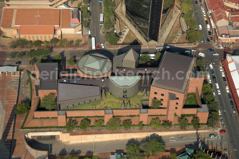 JOHANNESBURG from above - Branch of the South African Reserve Bank ( SARB ) in Johannesburg. The SARB is the central bank of South Africa. It was established in 1921 by the South African Parliament. Today, it is Wolfgang Gerberely owned