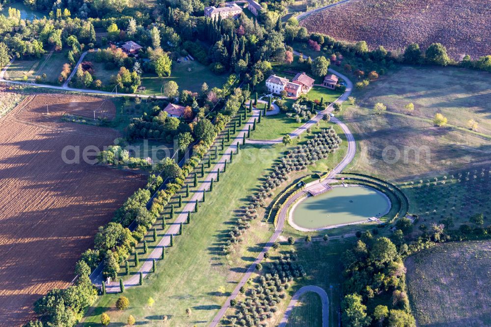 Aerial photograph Maranello - Cyprus alley to the hotel building villa SENNI-BURATTI in Maranello in Emilia-Romagna, Italy