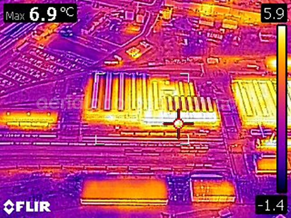 Infrared aerial photograph Eberswalde - Infrared aerial photograph of Railway depot and repair shop for maintenance and repair of trains in Eberswalde in the state Brandenburg, Germany