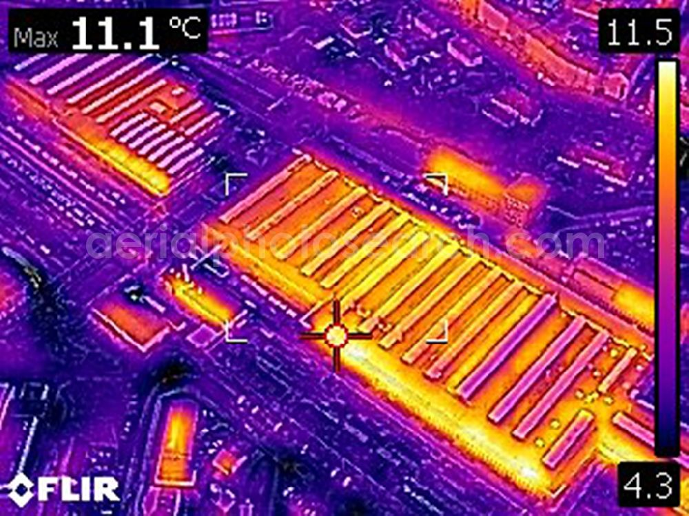 Infrared aerial photograph Eberswalde - Infrared aerial photograph of Railway depot and repair shop for maintenance and repair of trains in Eberswalde in the state Brandenburg, Germany