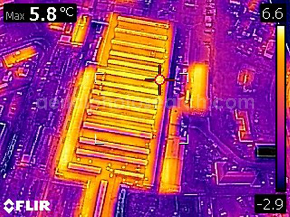 Infrared aerial photograph Eberswalde - Infrared aerial photograph of Railway depot and repair shop for maintenance and repair of trains in Eberswalde in the state Brandenburg, Germany