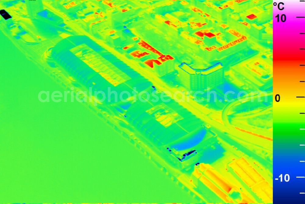 Infrared aerial photograph Ludwigshafen am Rhein - Infrared aerial photograph of building of the shopping center Rhein-Galerie in Ludwigshafen am Rhein in the state Rhineland-Palatinate, Germany