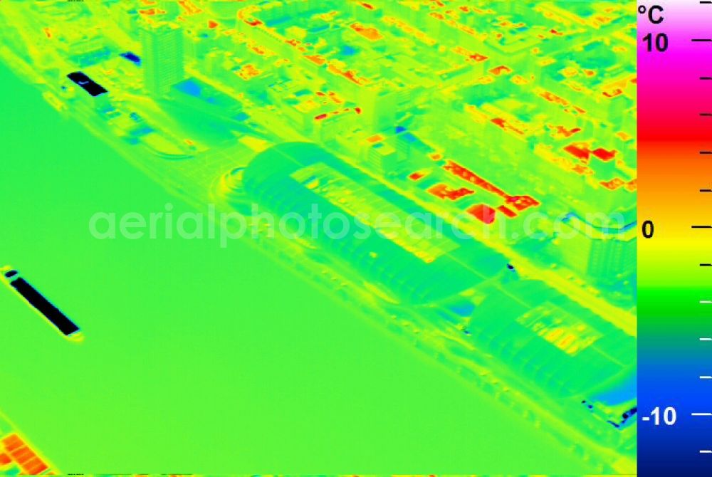 Infrared aerial photograph Ludwigshafen am Rhein - Infrared aerial photograph of building of the shopping center Rhein-Galerie in Ludwigshafen am Rhein in the state Rhineland-Palatinate, Germany