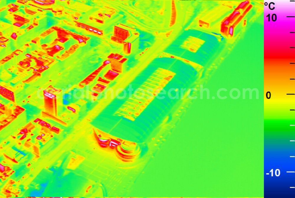 Infrared aerial photograph Ludwigshafen am Rhein - Infrared aerial photograph of building of the shopping center Rhein-Galerie in Ludwigshafen am Rhein in the state Rhineland-Palatinate, Germany