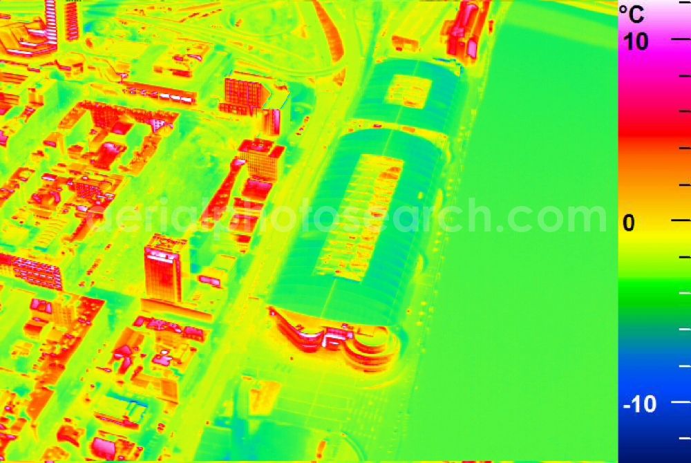 Infrared aerial photograph Ludwigshafen am Rhein - Infrared aerial photograph of building of the shopping center Rhein-Galerie in Ludwigshafen am Rhein in the state Rhineland-Palatinate, Germany