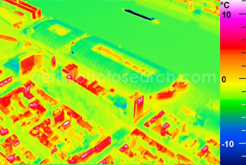 Infrared aerial photograph Ludwigshafen am Rhein - Infrared aerial photograph of building of the shopping center Rhein-Galerie in Ludwigshafen am Rhein in the state Rhineland-Palatinate, Germany