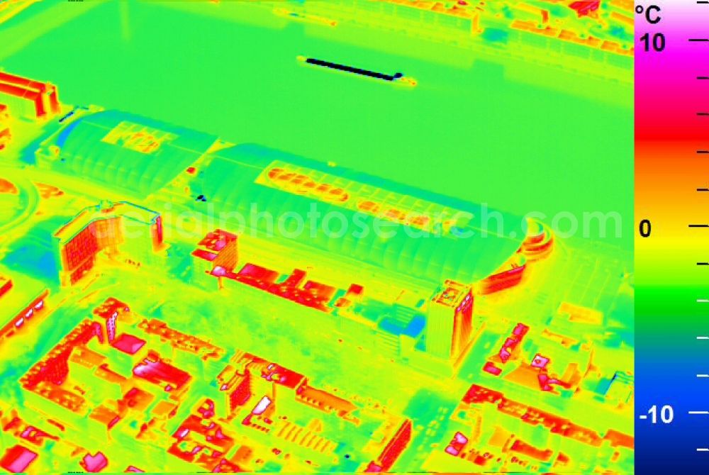 Infrared aerial photograph Ludwigshafen am Rhein - Infrared aerial photograph of building of the shopping center Rhein-Galerie in Ludwigshafen am Rhein in the state Rhineland-Palatinate, Germany