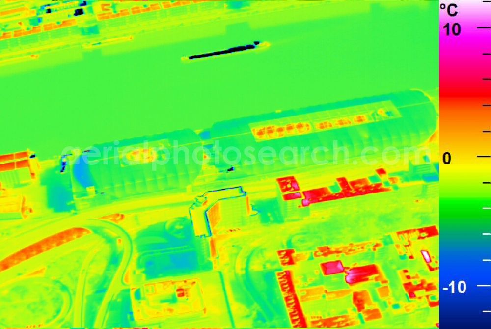 Infrared aerial photograph Ludwigshafen am Rhein - Infrared aerial photograph of building of the shopping center Rhein-Galerie in Ludwigshafen am Rhein in the state Rhineland-Palatinate, Germany