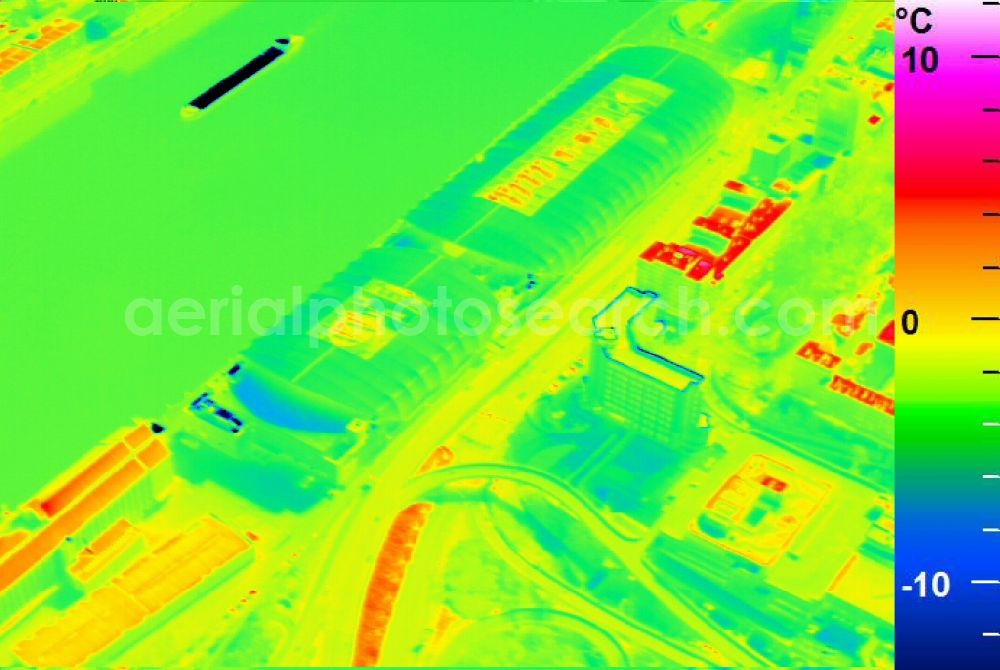 Infrared aerial photograph Ludwigshafen am Rhein - Infrared aerial photograph of building of the shopping center Rhein-Galerie in Ludwigshafen am Rhein in the state Rhineland-Palatinate, Germany