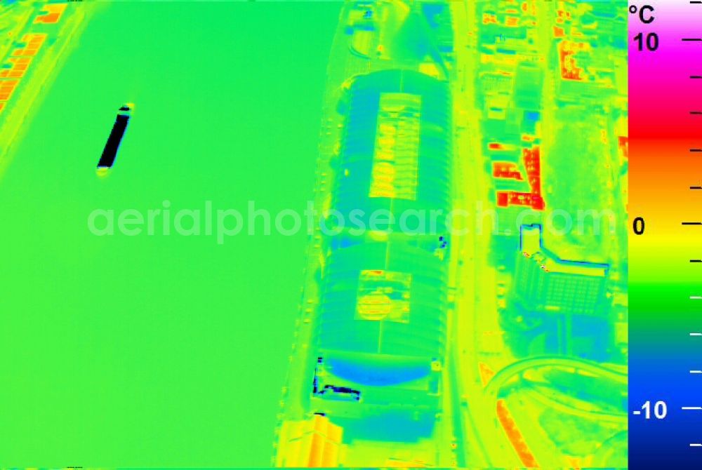 Infrared aerial photograph Ludwigshafen am Rhein - Infrared aerial photograph of building of the shopping center Rhein-Galerie in Ludwigshafen am Rhein in the state Rhineland-Palatinate, Germany