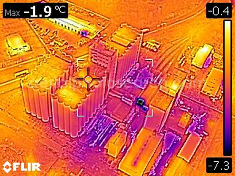 Infrared aerial photograph Eberswalde - Infrared aerial photograph of Grain storage silo of HaGe in Eberswalde in the state Brandenburg