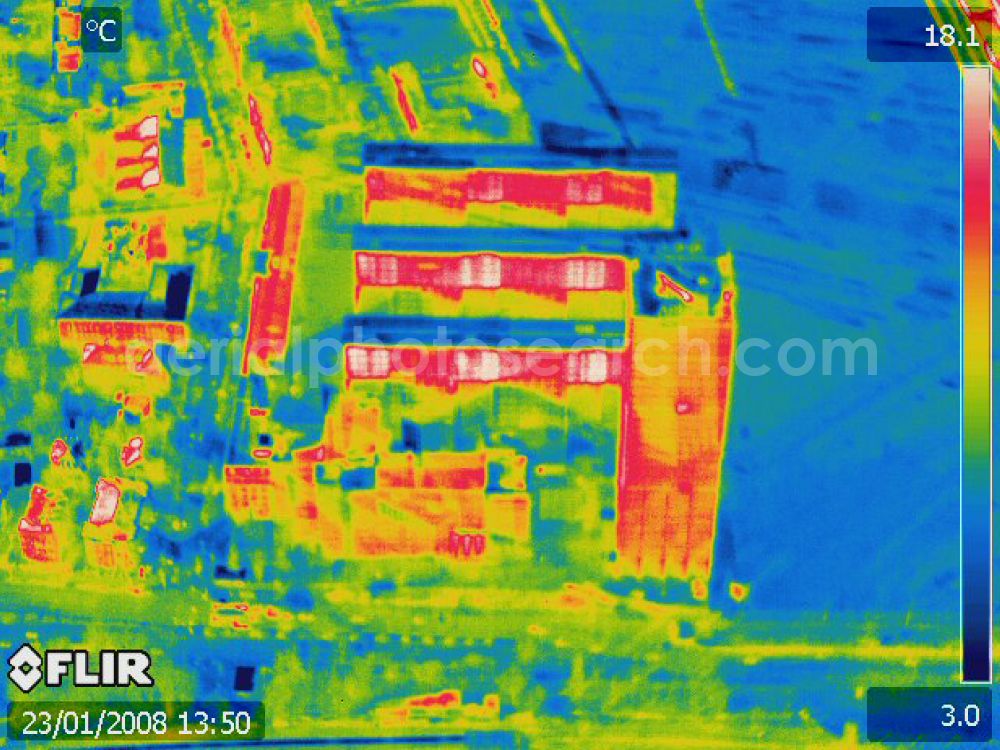 Infrared aerial photograph Berlin - Infrared aerial photograph of office buildings and commercial high-rise complex Treptower on street An den Treptowers in the district Treptow in Berlin, Germany