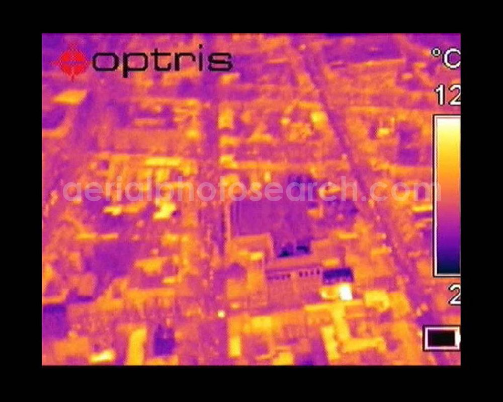 Infrared aerial photograph Potsdam - Infrarot-Wärmebild Neubau Karstadt Kaufhaus Potsdam an der Brandenburger Straße. Karstadt Immobilien AG (Pressesprecher: Erich Jeske 0911 / 14 - 23459 oder - 22224, 0911 / 14-24330,erich.jeske@quelle.de), Projektsteuerung: Josef Esch Vermögensverwaltungs GmbH (022419870, info@jefp.biz, Fr Stassen), Firma Ernst Jung (0302547121350, carola.voelkner@de.gy.com, Fr. Völkner), Hochtief Erfurt (0331743440, katrin.toepfer@hochtief.de, Fr. Toepfer), Fassade:Firma Roland Schulze (0331296816, info@baudenkmalpflege.de, Fr. Schulze).