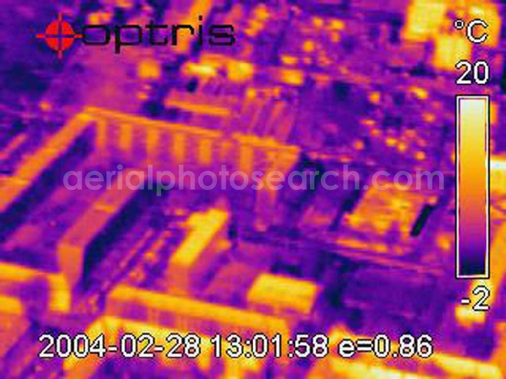 Infrared aerial photograph Berlin - Infrarot-Wärmebild vom Wohngebiet Frankfurter Allee, Fannunger Straße mit dem Oskar-Ziethen Krankenhaus in Berlin-Lichtenberg