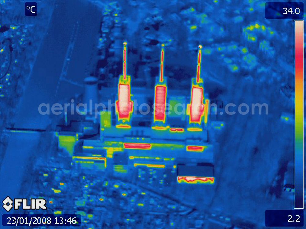 Infrared aerial photograph Berlin - Infrarotbild vonm Heizkraftwerk Berlin-Lichterfelde, es ist ein 1970 erstmals in Betrieb gegangenes Heizkraftwerk nach dem Prinzip der Kraft-Wärme-Kopplung im Berliner Ortsteil Lichterfelde. Es wurde jahrelang mit Schweröl befeuert. Block 1 und 3 wurden 1983 mit einer Rauchgasentschweflungsanlage (REA) ausgerüstet. 1988 wurde Block 2 auf emissionsarme Erdgasfeuerung umgestellt. 1991 und 1992 wurden für Block 1+3 Entstickungsanlagen nachgerüstet. 1997 und 1998 wurden auch Block 1+3 au???????????????????????????????????????????????????????????????????????????????????????????????????????????????????????????????????????????????????????????????????????????????????????????????????????????????????????????????????????????????????????????????????????????????????????????????????????????????????????????????????????????????????????????????????????????????????????????????????????????????????????????????????????????????????????????????????????????????????????????????????????????????????????????????