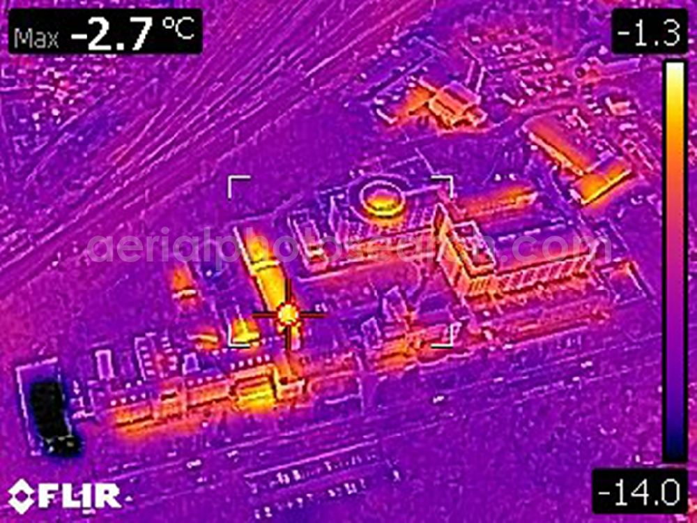 Infrared aerial photograph Eberswalde - Infrared aerial photograph of Hospital grounds of the Clinic Klinikum Barnim GmbH, Werner Forssmann Krankenhaus on Rudolf-Breitscheid-Strasse in Eberswalde in the state Brandenburg, Germany